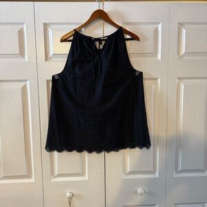 LOFT Navy Lace Halter Top